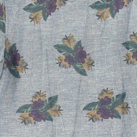 Wallin & Bros Mens L Blue Floral Button-Up Short Sleeve 100% Cotton Shirt - Picture 7 of 9